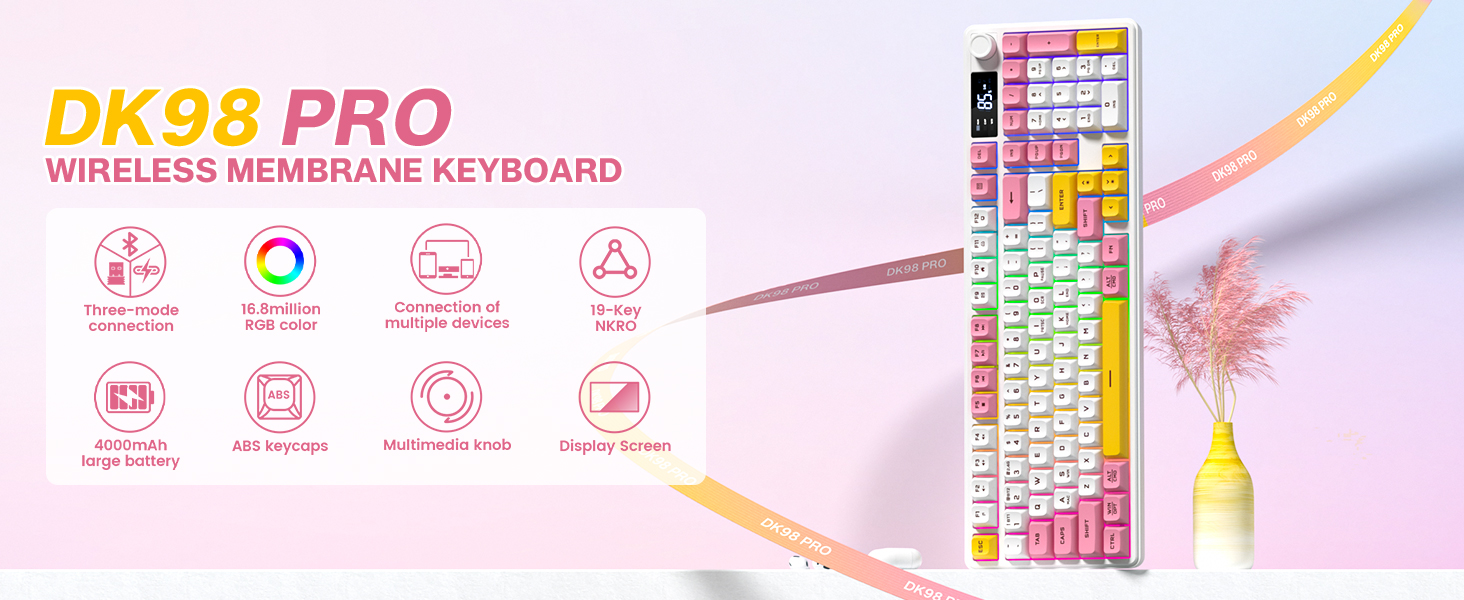 Keymatic DK98pro Membrane Keyboard - White