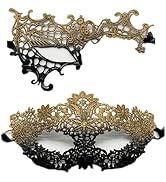 TFTSR Masquerade Masks for Women Couples,Men Mardi Gras Mask,Girls Black Gold Lace Eyes Costume,A...