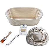 Banneton Proofing Basket 10" Oval Banneton Brotform for Bread and Dough [FREE BRUSH] Proofing Ris...