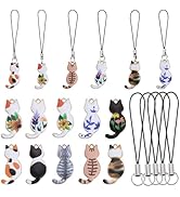 SUNNYCLUE 1 B0X 30Pcs Kawaii Cellphone Charm Strap Cute Cat Phone Charms Alloy Enamel Gold Printi...
