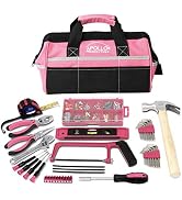 Apollo Tools 201 Piece Home Tool Set, Pink Tool Set Includes Hacksaw, Picture Hanging Assortment,...