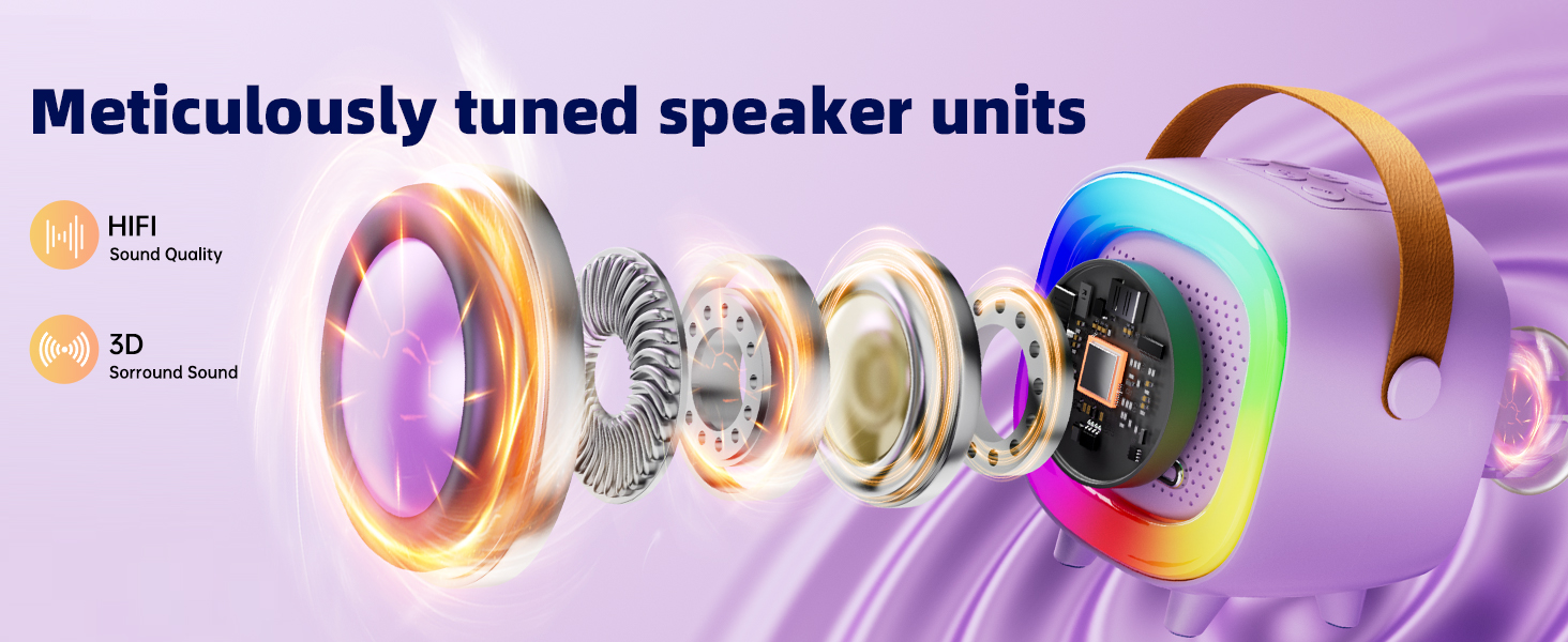 Mini Karaoke Machine Speaker for Kids Adults,Portable Bluetooth with 2 Wireless Microphones