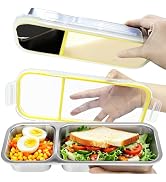 FRUIID 2 Compartment Snack Containers with Lids, Set of 2 | Stainless Steel Snackle Box, Leakproo...