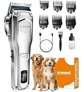oneisall Dog Clippers for Grooming Thick Hair,Low Noise Dogs Grooming Kit with Stainless Steel Bl...