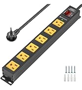 CRST 6 Outlet Surge Protector Power Strip 2100J with Switch, 15A/1875W Metal Heavy Duty Power Str...