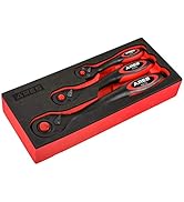 ARES 42033 - 3-Piece 72-Tooth Composite Ratchet Set - Chrome Vanadium Steel Construction &amp; Full C...