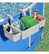 POOLHOUR Poolside Storage Basket with 2 Cup Holders, Stretchable Pool Toy Basket for Towels Bever...