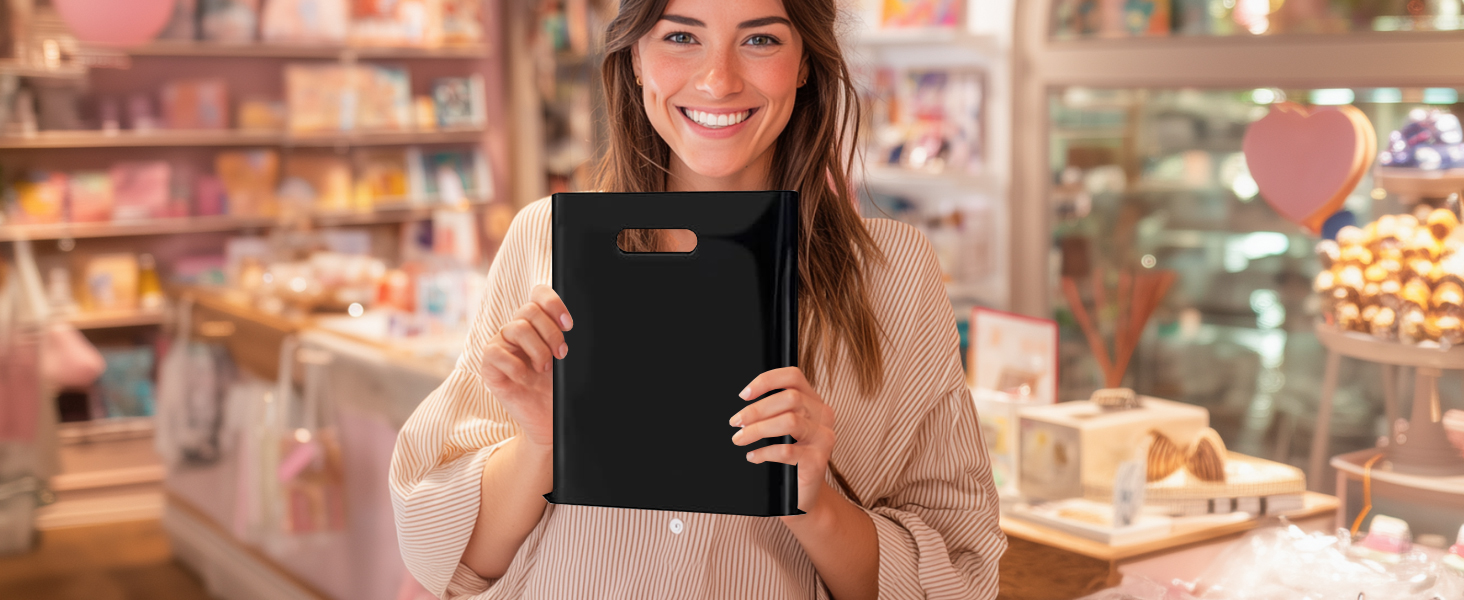 black plastic bags with handles