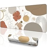 Boho Large Desk Mat (31.5 x 11.8 Inch), Abstract Minimalist Mouse Pad with Stitched Edges, Beige ...