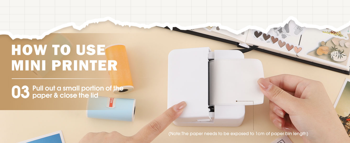 Step 3: Pull out a small portion of the paper &amp;amp; close the lid