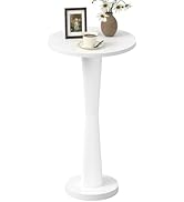 LAATOOREE Small Round Side Table, Wood Pedestal Drink Table, Accent Coffee End Table with Solid W...