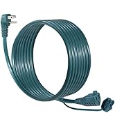 10FT Green Outdoor Extension Cable for Outdoor Use - 90 Degree Flat Plug 3Prong Extension Cord, S...