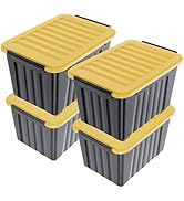Nazhura 72 Quart Plastic Storage Bin, Stackable and Nestable Storage Boxes with Lids and Secure L...