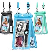 Waterproof Phone Pouch [3-Pack] Double Space Waterproof Phone Case with Adjustable Lanyard Water ...