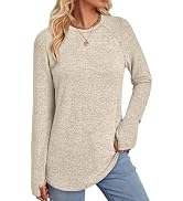GKBK Womens Long Sleeve Tunic Tops for Leggings Dressy Casual Sweaters | Crew Neck, Thumb Holes, ...