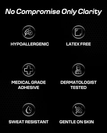 Hypoallergenic, latex-free, medical-grade, sweat-resistant, dermatologist tested