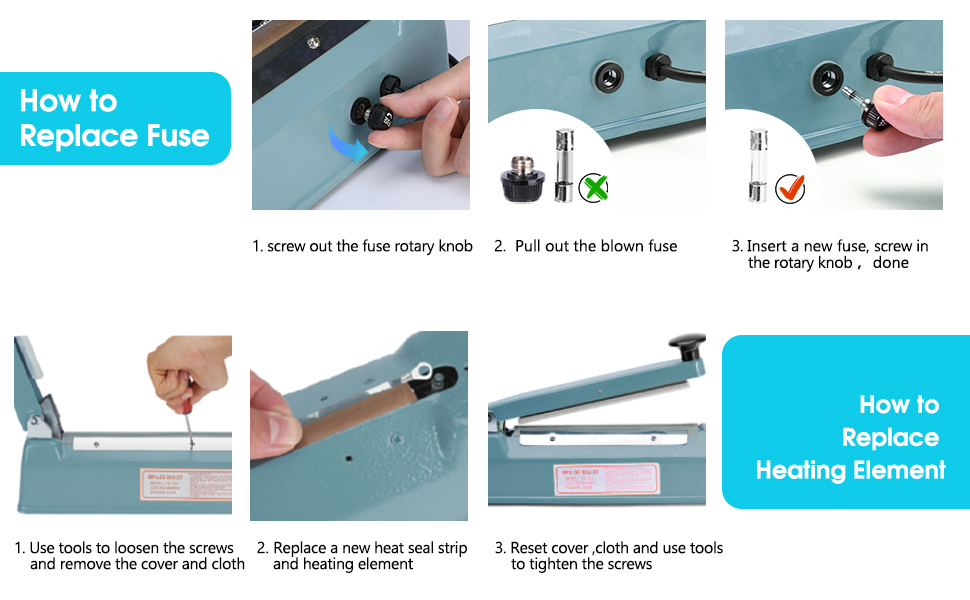 Metronic 8 inch Impulse Bag Sealer Poly Bag Heat Sealer Sealing Machine