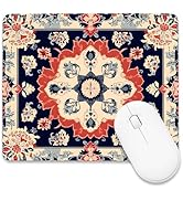 BLYKVGHQ Square Mouse Pad Oriental Red Blue Floral Mouse Mat Small Office Mouse Mat Non-Slip Rubb...