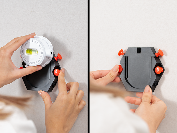 Zanis Laser Level mounting on wall using pins, showing easy and stable installation.