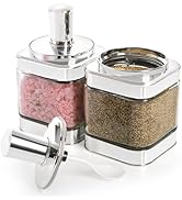 Mezchi 2 Pack Glass Condiments Container Seasoning Jars, 12 Oz Spice Containers with Lid and Spoo...