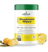 A-Z MAX Deodorant Wipes Sweat &amp; Odor Control for Men &amp; Women, Bulk Whole Body Wipes for Travel Gy...