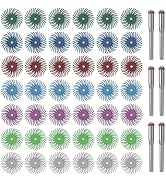42pcs 1" Radial Bristle Disc Kit with 1/8" Shank for Rotary Tool Mixed Grit 80/120/220/400/600/10...