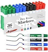 SUQJOY Dry Erase Markers, Bullet Tip Whiteboard Markers, Low Odor Thick Dry Markers, 36 Bulk 4 As...