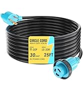 CircleCord 30 Amp 25 Feet RV Power Cord Twist Locking, Heavy Duty 10 Gauge 3 Wire STW Pure Copper...