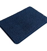 PureSwan Navy Blue Bathroom Rugs – Absorbent and Washable Bath Mat, Non-Slip, Thick Soft Chenille...