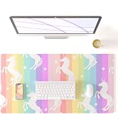 Unicorn Desk Pad Leather Desk Mat for Girls Women Cute Desk Accessories Kawaii Office Decor, Colo...