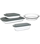 7-Piece Baking Pan Set, Glass Bakeware Set, Glass Baking Dishes, Glass Loaf Pan with Lids, Glass ...