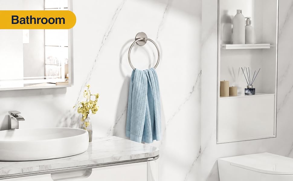 Nickel Brushed Bathroom Towel Ring