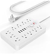 JouleLoom Power Strip Surge Protector with 11 Outlets, 4 USB and 2 USB C Ports, 5 Ft Extension Co...
