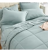 EMME Twin Comforter Set - 5 Piece, Ultra Soft Aqua Bedding Sets, Twin Bed in a Bag, All Season Br...