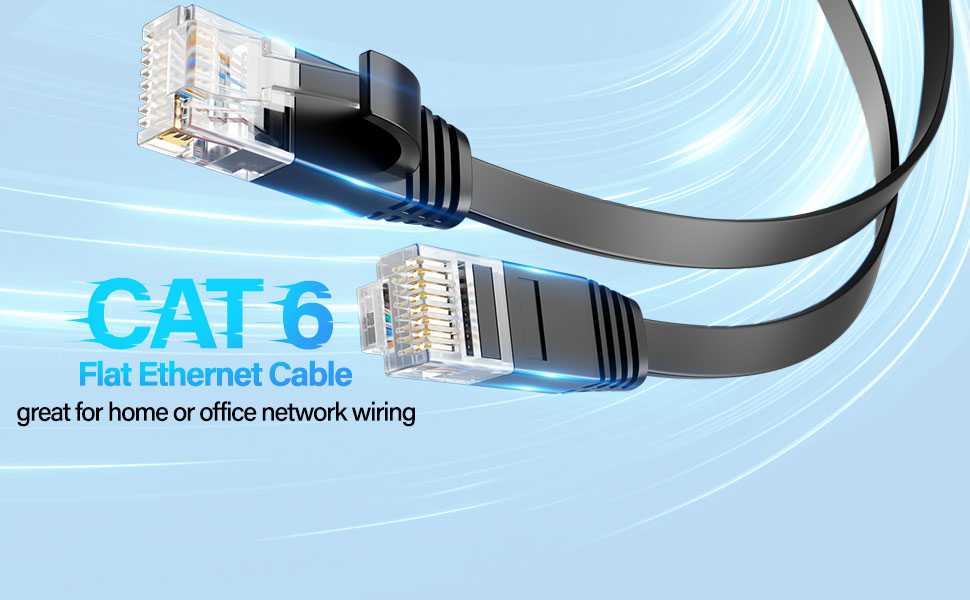 flat cat6 cable black