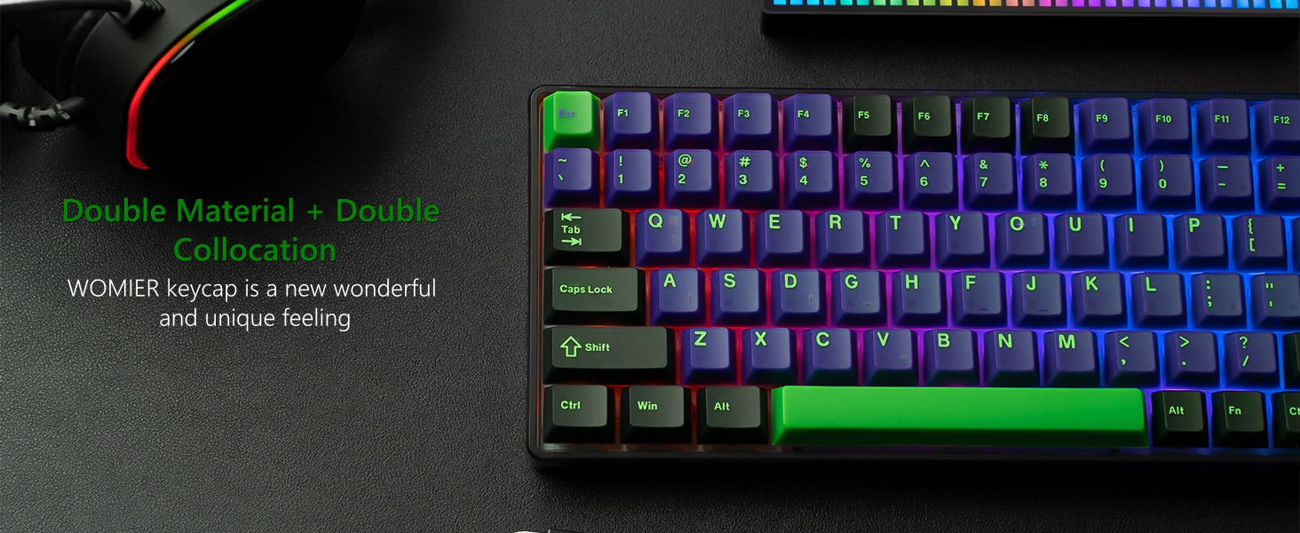 PBT Keycaps, Jade Keycaps 60 75 100 Percent, Translucent Key caps Custom