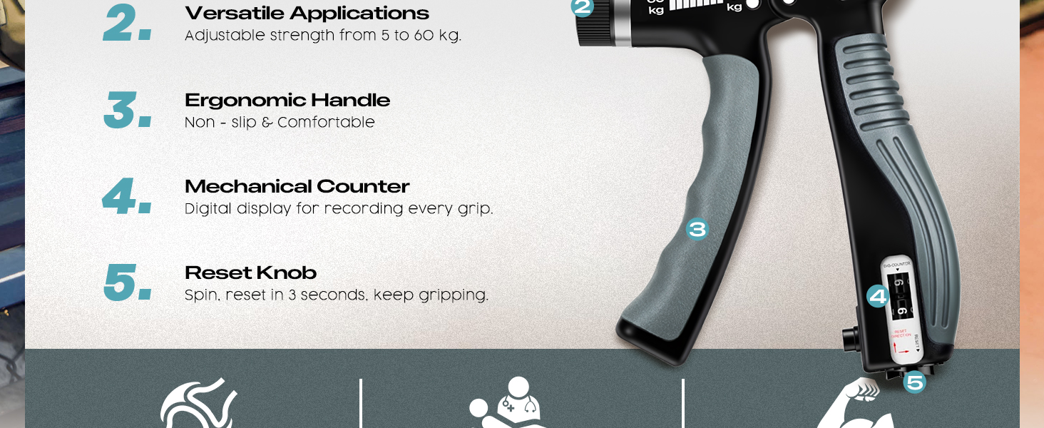 Grip Strength Trainer Adjustable Resistance Strength Trainer Hand Gripper &amp;amp;amp; Forearm Strengthener