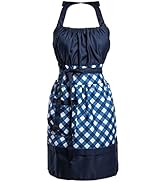 Alex Virtue Lovely Flower Pattern Retro Aprons With Large Pockets for Women Girls Cooking Kitchen...