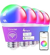 Consciot Smart Light Bulbs, A19 Color Changing Smart Bulbs, 800 Lumens 60W Equivalent, Works with...