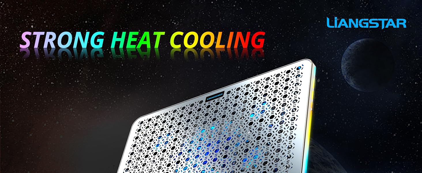 Laptop Cooling Pad, Laptop Cooler Gaming 5 Quiet Fans with Large Metal Plate