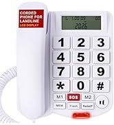Big Button Phone for Seniors, Uvital Corded Landline Phone with Caller ID, 2 One-Touch Buttons an...