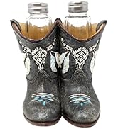 Cowboy Boots Salt and Pepper Shakers Set - Western Rustic Décor with Faux Leather Design, Decorat...