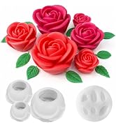 4 PCS Rose Candle Molds 3D Rose Flower Silicone Molds with Leaf Mold for Candle Making Mold DIY H...