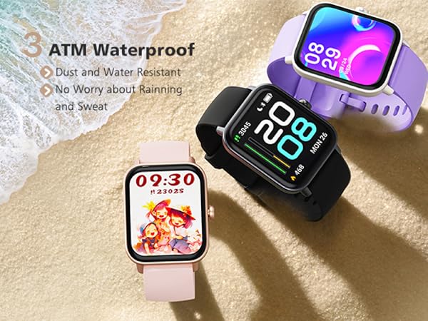 3ATM waterproof fitness tracker watch