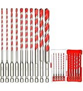 ANGELSWORD 10 PCS Concrete Drill Bit Set, Hex Shank, Masonry Drill Bit Set, 5/32"- 1/2", for Glas...