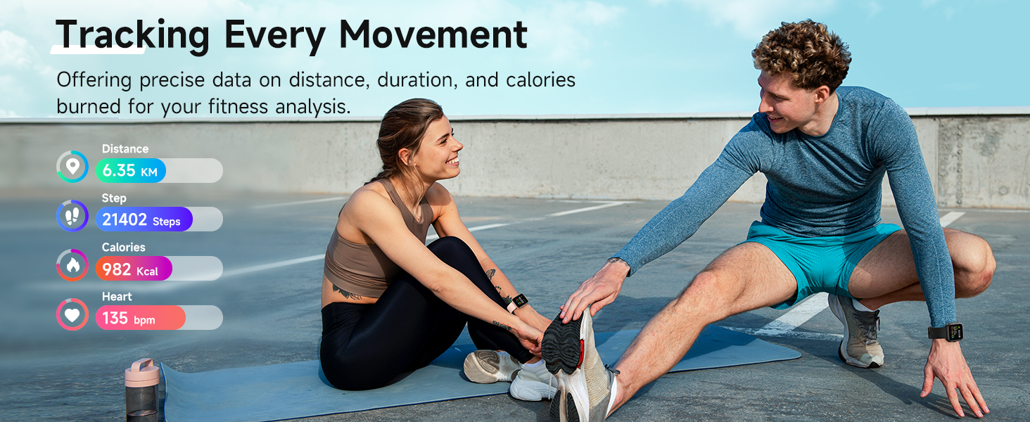 Smartwatch with Bluetooth Calls, Heart Rate/Sleep/SpO2 Monitor, IP68 Waterproof Fitness Tracker
