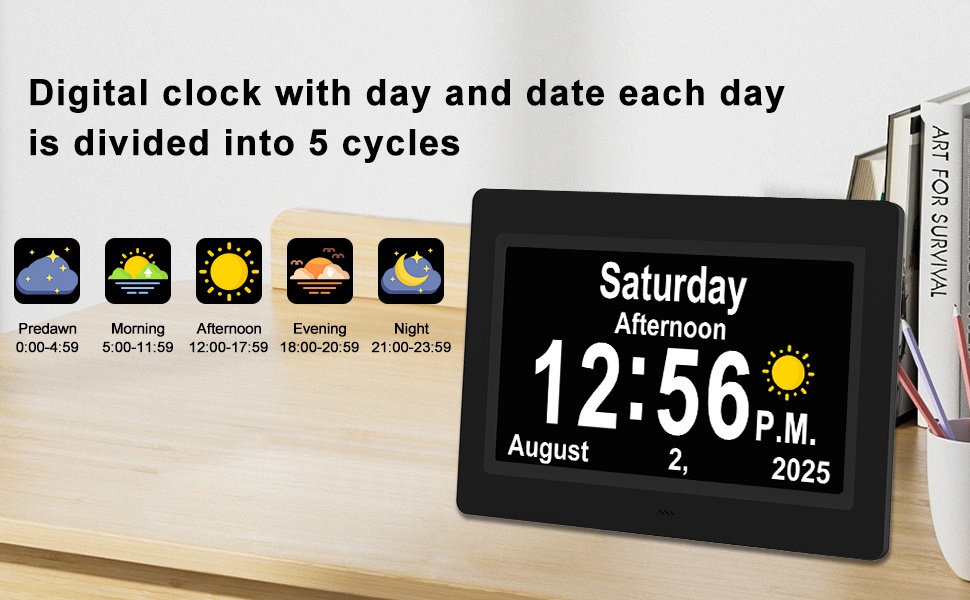 digital clock with date and day of week