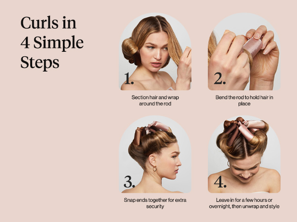 Kitsch Satin Hair Curlers, Heatless Curling Rod - Jumbo Flexi Rod,