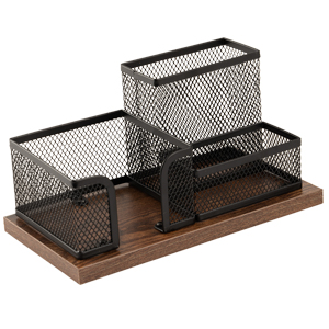 Antique Wood &amp; Mesh Pen Holder Office Supplies