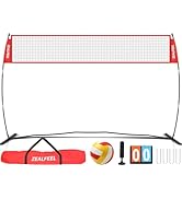 ZEALFEEL Volleyball Net, 12ft/20ft Volleyball Training Net for Backyard Height Adjustable, Portab...